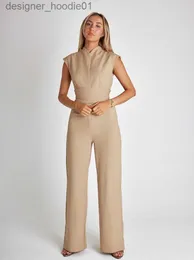 Kobiety Jumpsuits Rompers Kobiety Jumpsuits Rompers Eleganckie Jumpsuits for Women Summer Oscy Sexy O Neka Bez rękawów szerokie nogi kombinezon kombinezon lady imprezowy kombinezon 2