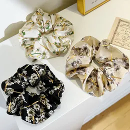 Korean Woman Large Elegant Golden thread Flower Cloth Elastics Hair Band Senior Scrunchies Ponytail Holder Girls Hair Accessorie