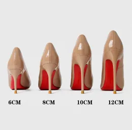 2023 Kvinnor skor lyx varumärke pumpar röda glänsande botten spetsiga tå svarta höga klackar tunn klack 12 cm sexiga bröllopsfest damskor med låda