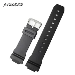 Jawoder Watchband 26 mm czarny silikonowy gumowy pasek zegarowy pasek ze stali nierdzewnej na Casiog-Shock 6900 Sports zegarek Straps285e