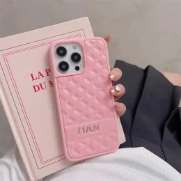Cajas de teléfono de diseñador acolchadas de celosía de lujo para iPhone 14 Promax 12 13 Pro Max Mujeres Moda Cuero Letra C Teléfonos Cubierta protectora Shell