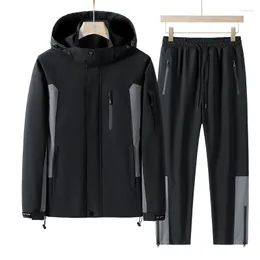 Herrespår Vattentät jacka Casual Suit Spring Hooded Outdoor Top Elastic Contrast Color