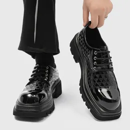 Herren Japan Karajuku Koreanische Modestiefel Streetwear Dicke Plattform Casual Lederschuhe Männliche Schnürkleid Lederstiefel für Jungen Party Kleidschuhe
