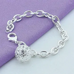Link Bracelets 925 Jewelry Silver Bracelet For Women Round Pendant & Bangles
