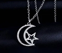 Collier pendentif étoile de lune couleur argent or Lover039s bijoux de fiançailles strass Necklaces4453591
