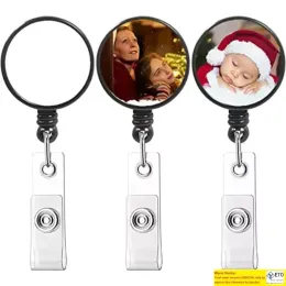 Sublimation Badge Reel Retractable Medical Worker Work Card Clip Nurse ID Name Card Display Tag Staff Badge Holder NEW 914