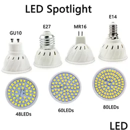 LED-Lampen BB-Spotlight E27 E14 Mr16 Gu10-Sockel 120 ° Abstrahlwinkel Licht 48 60 80 LEDs für Akzentschiene Küche Home Drop Delivery Lights Li Dh9G5