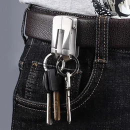 Key Rings Keychains Luxury 304 Stainless Steel Men Belt Car Keychain Double Hook Waist Hanging Key Ring Holder Buckle Fathers Day GiftKeychains x0914