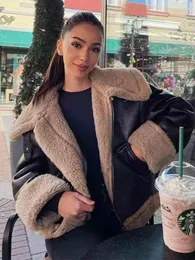 Women's Jackets Women Winter Fashion Thick Warm Faux Fur Shearling Jacket Coat Vintage Long Sleeve Zip-up Female Outerwear Chic Top