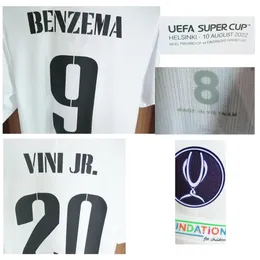 2022 Super Cup Final Benzema Modric Maillot American College Football Wear Kroos CASEMIRO Match Worn Player Issue with Match Detai296V