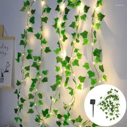 Stringhe Luci a stringa solare Natale LED Artificiale Foglia verde Ghirlanda Fata Soggiorno Decorazione di nozze Festa