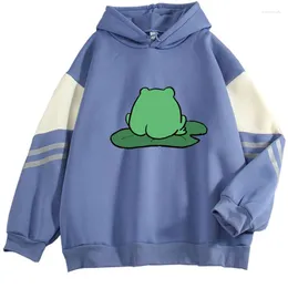 Kvinnors hoodies 2023 Kpop Lotus Leaf Frog Hoodie Men/Women Casual Student Sweatshirt Streetwear Harajuku unisex pullover klänning överdimensionerad tee