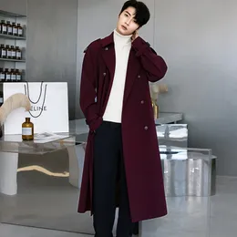 Men's Trench Coats Autumn Winter Wine Jackets for Men Smart Casual Coat Double Breasted British Style Daily Windbreaker Outwear 230912