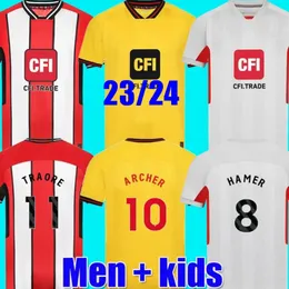 23 24 SHEFFIELD Home Soccer Jerseys Promotion Kit Sander Berge UNITED John Egan Rhian Brewster Anel Ahmedhodzic Oliver Goleiro Kit Kids Football Shirt Jersey