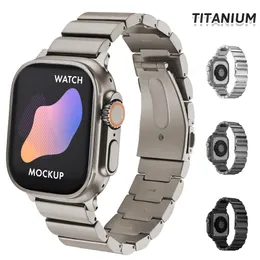 Pulseira de titânio de luxo para apple watch ultra2 49mm 45mm 44mm 38mm 40mm 42mm pulseira estilo masculino para relógio series9 8 7 6 se 5 4 pulseira