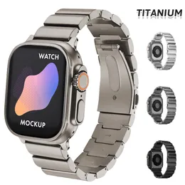 Cinturino in titanio di lusso per Apple Watch Ultra2 49mm 45mm 44mm 38mm 40mm 42MM Cinturino stile uomo per orologio Series9 8 7 6 SE 5 4 Bracciale