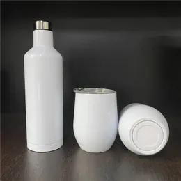 DIY Blank double walled vacuum insulated 304 stainless steel Heat sublimation Heat Transfer Coating Business Gift 500ml 12oz Red Wine Cup Beer Cup Set Gift Box