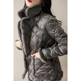 여자 다운 파카 파카 여성 플러스 사이즈 패딩 코트 2023 겨울면 의류 인공 밍크 헤어 스 플라이 싱 따뜻한 재킷 여성 230914