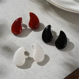 French Celebrity Matching Water Drop Red White Black Agate Earrings For Women's Light Luxury Minimalist S925 Silver Needle