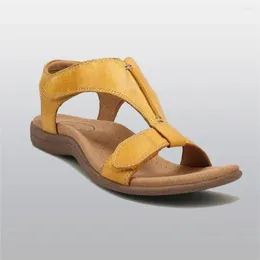 Sandálias femininas planas de verão, suporte de arco ortopédico, dedo aberto, cor sólida, confortável, antiderrapante, sapatos de praia
