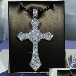 Iced Out Cross Pendant Necklace Mens Hip Hop Jewelry Womens Sweater Stain Stainlaces Drop Drop