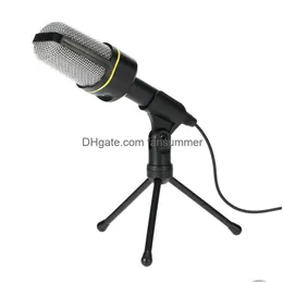 Professionell USB -kondensor Microphone Studio Sound Microphones Recording Stativ för KTV Karaoke Laptop PC Desktop Computer Drop Delivery
