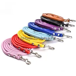 Dog Collars Leashes Red Black Candy Color Pu Leather Leash Cute Puppy Walk Hook Pet Dogs Supplies Will And Sandy Drop Delivery Home Ga Dhbyx