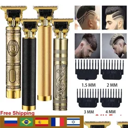 Aparador de cabelo T9 USB Corte Elétrico Hine Recarregável Corte Clipper Homem Barbeador para Homens Barbeiro Profissional Aparadores de Barba 220303 Drop D Dhzwx