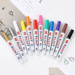 Markers Wholesale Waterproof Marker Pen Tyre Tire Tread Rubber Permanent Non Fading Paint White Color Can Marks On Most Surfaces Dbc Dhp2M