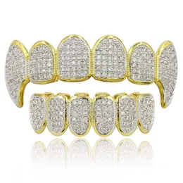 Hip Hop Jewelry Mens Grills 18K Gold Plated All Iced Out Out Diamond Grillz Teath Bling Rock Rock Punk Rapper Drop Drop Drop