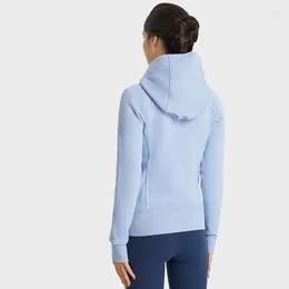 Gym Clothing Solid Color Comprehensive Training Women Sport Hoodie Jacket Long Sleeve Thick Stand-up Collar Zipper Yoga Fitness Coat Wear