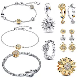 2023 Nuovi braccialetti con ciondoli per le donne Gioielli firmati Sun Moon Orecchini con diamanti Anello Perline Bracciale a catena DIY fit Pandoras Collane Regali di moda