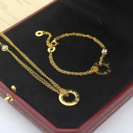 Bracciale a doppio strato Collana di gioielli di design con diamanti Gioielli di lusso Gioielli da donna con placca in oro Catena in acciaio al titanio CYG2391321-6