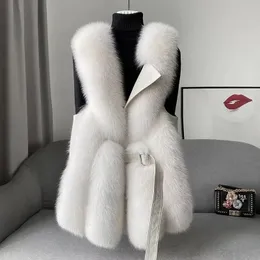 Coletes femininas Alta Faux Fur Vest Jacket Mulheres Outono Inverno Moda Jovem Senhora Sem Mangas Casaco Quente Faux Fur Colete Tops 230912