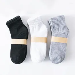 Meias masculinas 5 pares/lote homens masculino negócios tubo de cor sólida calcetines tripulação respirável meados fino preto branco primavera verão