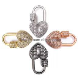 Fechos Ganchos Riversr Cz Micro Pave Parafuso Branco Rosa Amarelo Arma Preto Forma de Bloqueio Cobre Zircão Pingente Conectores DIY Jóias Descobertas Dh1Cu