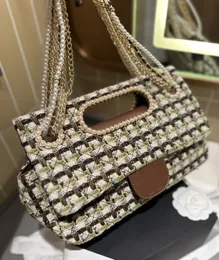 Luksurys hundbag designer torba 23a Tweed Peed Pearl Chain Torebka klapka Kobiety Crossbody Bag Torka Torka na ramię luksusowa torebka CF Woolen Pearl Bag