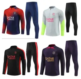 Paris Sportswear 23 24 Mbappe Kids and Men 23/24 Training Shirt Lång ärm Soccer Jersey Uniform Adult Boy Set