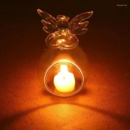 Candle Holders 2023 Glass Holder Unique Angel Shape Light Transparent Hollow Romantic Hanging Candlestick For Home Decor