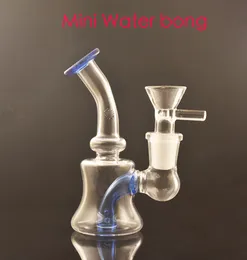 Partihandel Mini Hookah Colorful Cheap Glass Dab Rig Bong Water Pipe 14mm Female Joint For Smoking Dry Herb med Tobacco Bowl