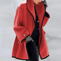 Женские тренчи, женский модный зимний кардиган, повседневная ветровка, шерстяное пальто, теплое свободное пальто, корейские куртки Chamarras Para Mujeres