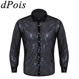 Chemise De Danse Homme à Paillettes - Justaucorps Manches Longues Transparent Pour Danse Latine Et Compétition - 8