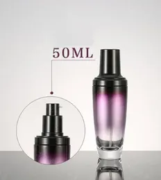 Bottiglie di stoccaggio Flacone per lozione in vetro viola da 50 ml con coperchio nero per pompa per imballaggio cosmetico di siero/lozione/fondotinta