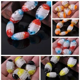 Perlen 24 x 15 mm, flach, oval, handgefertigt, Lampwork-Glas, lose für Schmuckherstellung, DIY-Bastelarbeiten