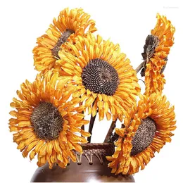 Flores decorativas ramo de girasol naranja para el hogar, oficina, fiesta, jardín, decoración de boda, Color de otoño Floral