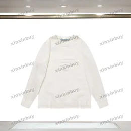 Xinxinbuy Men Designer Bluza z kapturem 23SS List Jacquard wełniany długie rękaw kobiety czarny zielony brązowy szary biały s-3xl