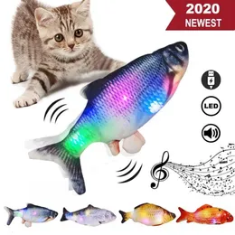 Cat Toys Pet Toy 30cm Singing Electric USB Laddningssimulering Fish For Dog Chewing Spela Music Swing299L