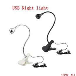 Other Lights Lighting Usb Power Clip Holder Led Book Light Desk Lamp Flexible With Port 1W Reading 360° Bending For Study Room Drop De Dheoy