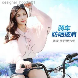 여성용 케이프 2021Summer New Women 's Sunscreen Shawl Cycling Driving 단색 쉬폰 숄 해변 케이프 직접 판매 l230914