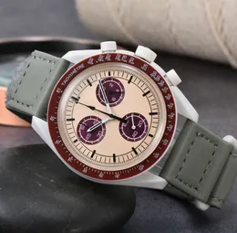 laxury watch designer smart watch strap for lady quartz movement watches Quarz Chronograph Mission Mercury Nylon Luminous Leather Strap Wristwatches With Box
